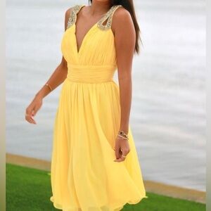 Milano Elegant Yellow Formal Vacation Cruise Dress